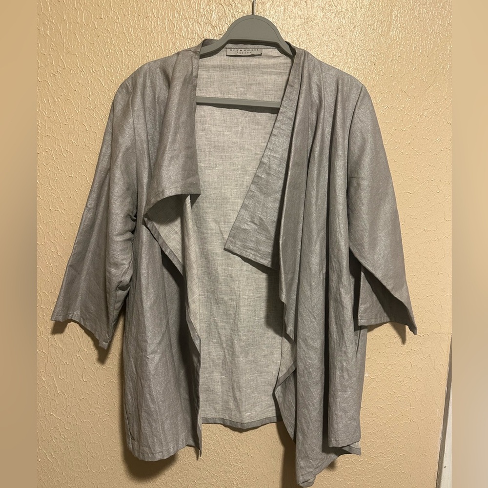 Bryn Walker Coated Open Front Draped Linen Cotton Jacket Size‎ Medium